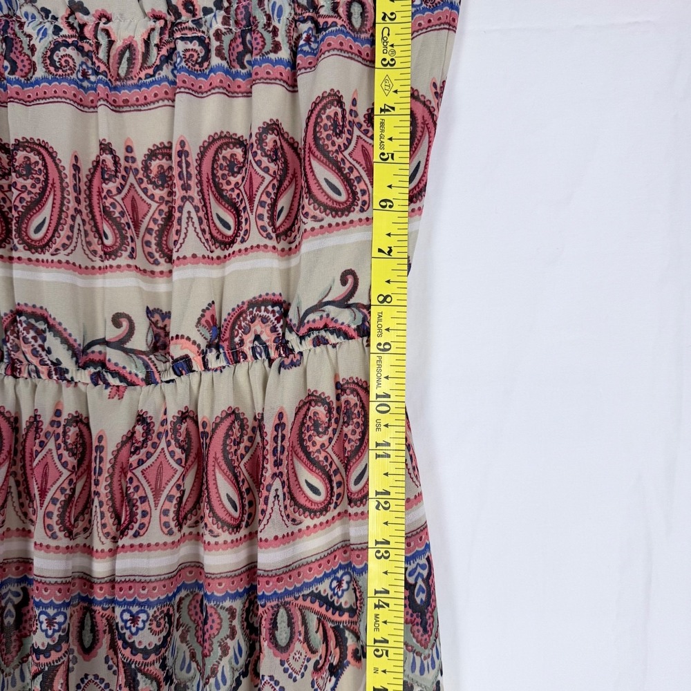 Love Reign Boho Dress Off Shoulder Long Puff Sleeve XS Paisley Hippie Festival - Picture 9 of 10
